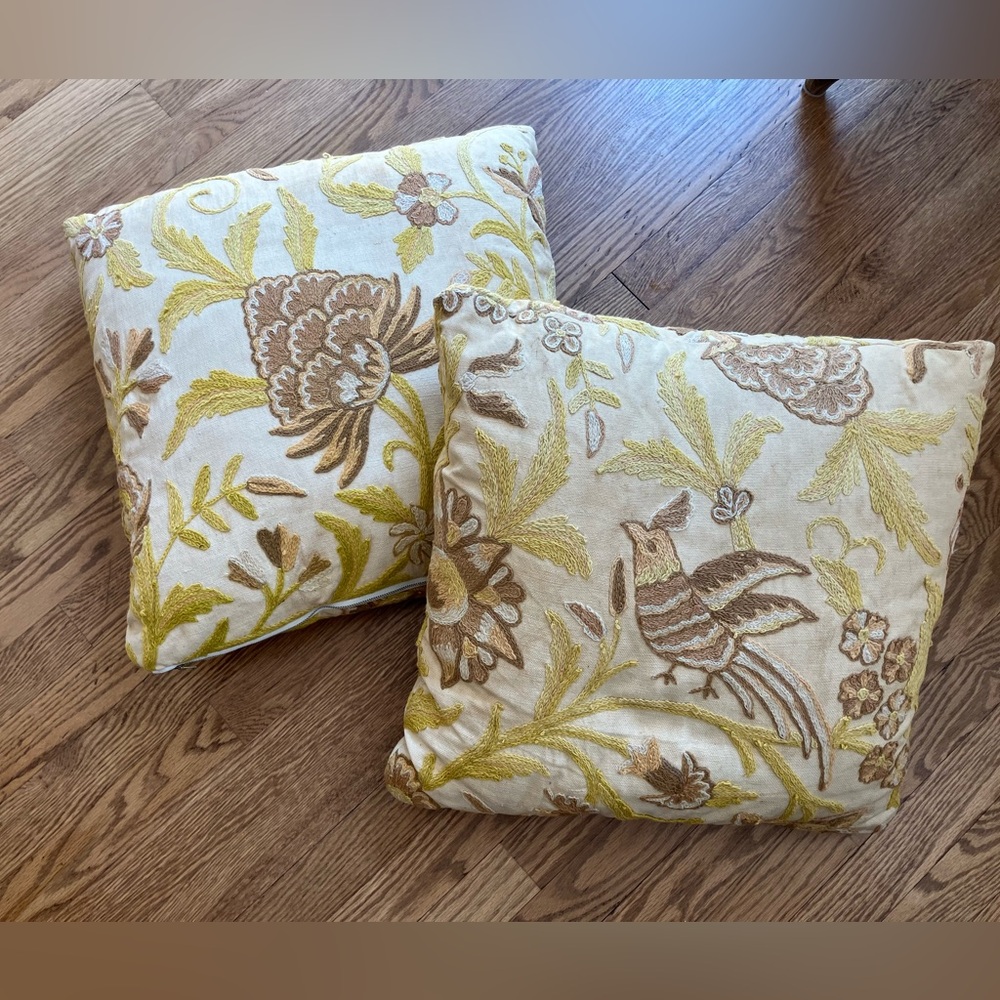 Two Embroidered Pillow Cases